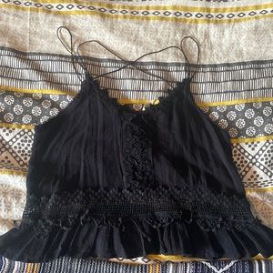 Black, tank top with crochet patterns